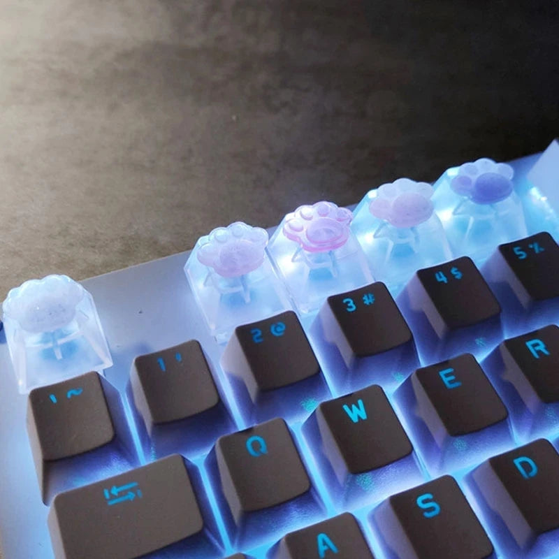 Keycap Games Backlit Cat Paw DIY Star Key Cap Mechanical Keyboards Keycaps for Mechanical Keyboards R4 Height Cherry MX Axis