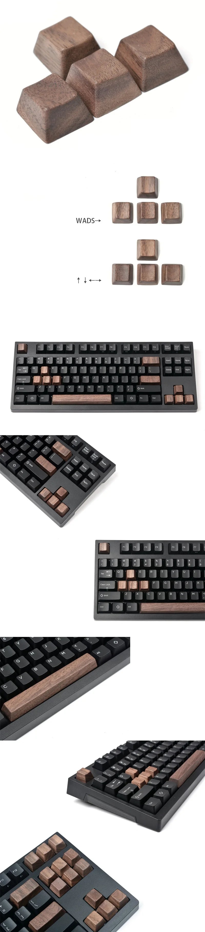 Walunt Wood Keycap OEM Profile For Mechanical Keyboard Custom Keycaps R4 R3 R2 R1 WASD arrow keys 6.25u Space bar cap MX switch