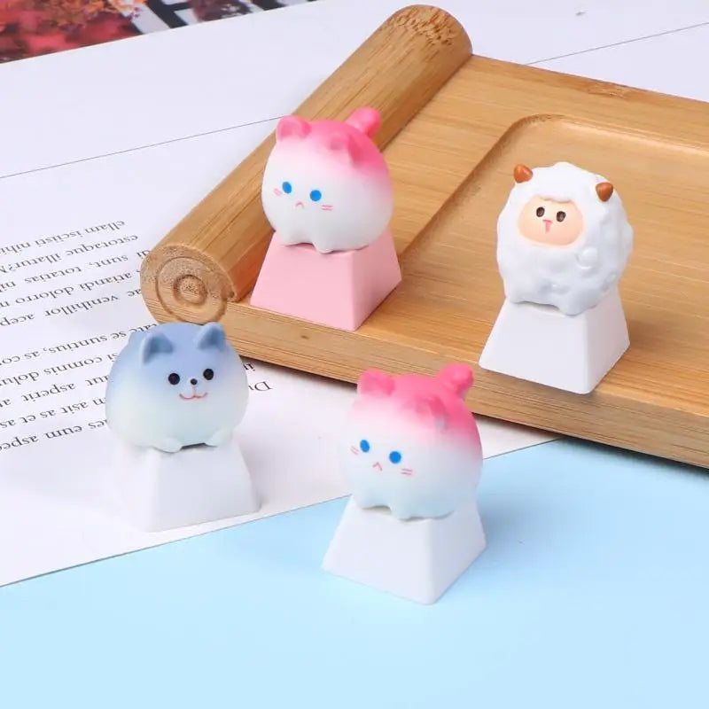 Cute Cartoon 3D Animal Keycap Mechanical Keyboard Caps OEM Height Keycap Kawaii DIY Keyboard Accessories Girl Gifts