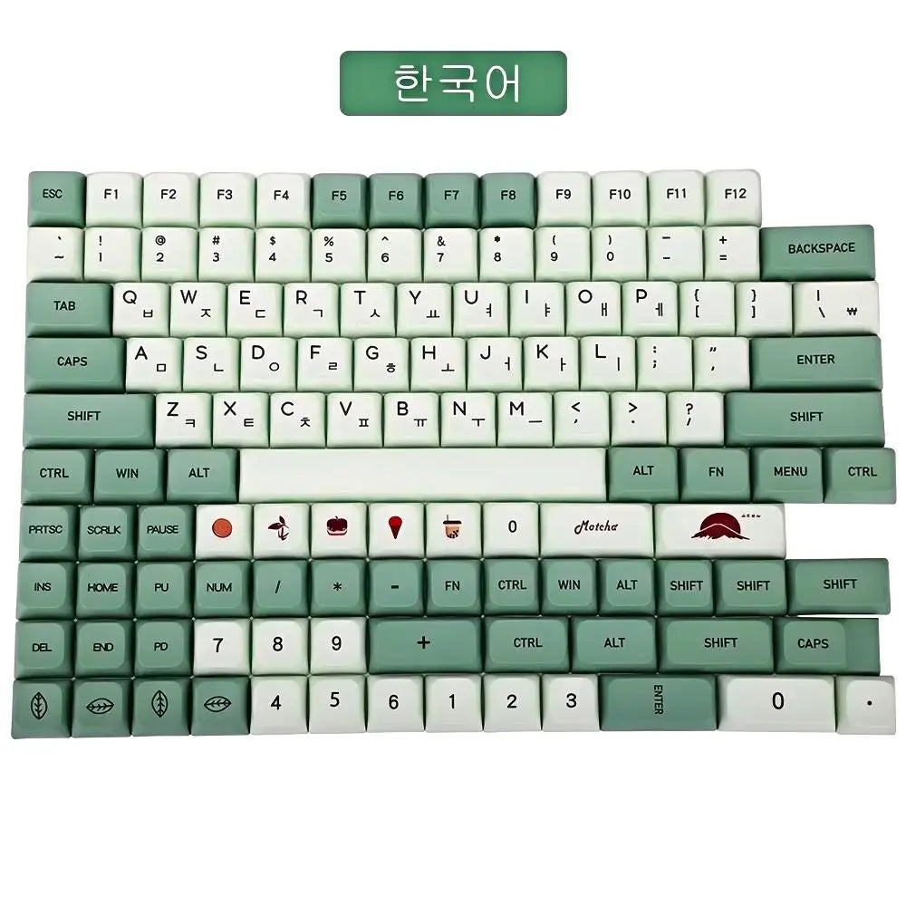 Keycaps Mechanical keyboardcaps PBT123keys low profile custom  Matcha  XDA Korean Russian Compatibility 61/64/68/87/104/108k
