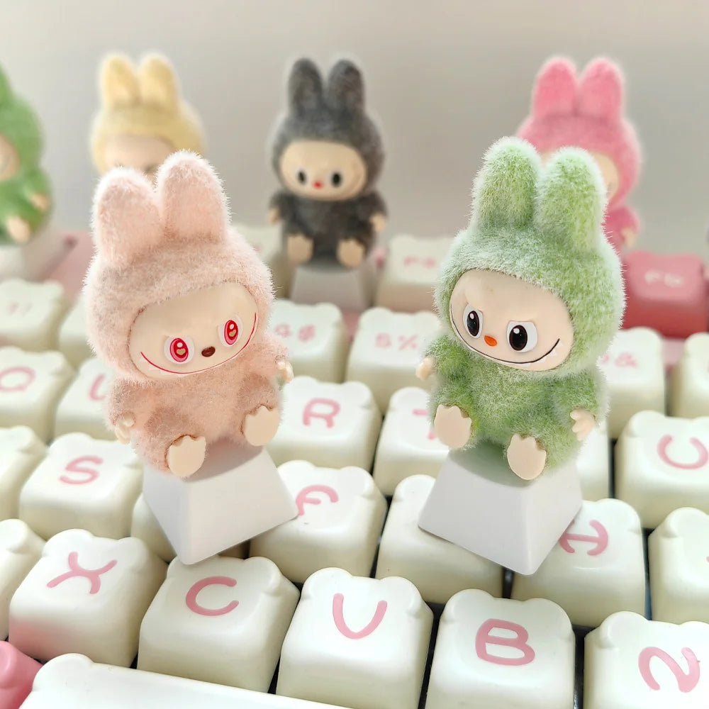 Kawaii Cute Flocked Single Keycaps for Mechanical Keyboard - Custom DIY Creative Keycap Decoration Unique Gift for Gamers