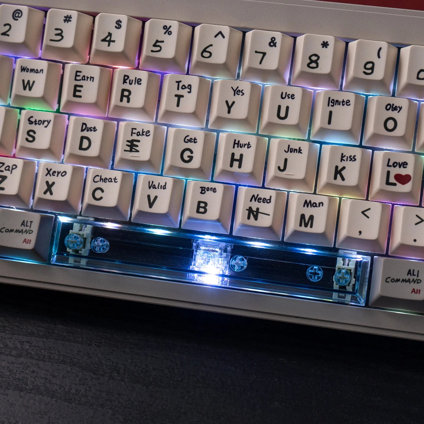 Red Transparent Keycap 10 key Cherry Profile PC keycap Space Bar 6.25U ESC Enter shift key Custom Keycap For Mechanical Keyboard