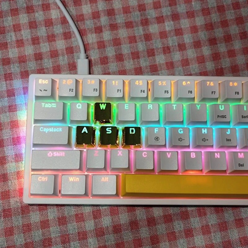 Metal Keycap Set Zinc-Alloy Mechanical Keyboard Keycaps Backlit Keycaps 8 Keys for WASD Directions Keys Keyboard Repair
