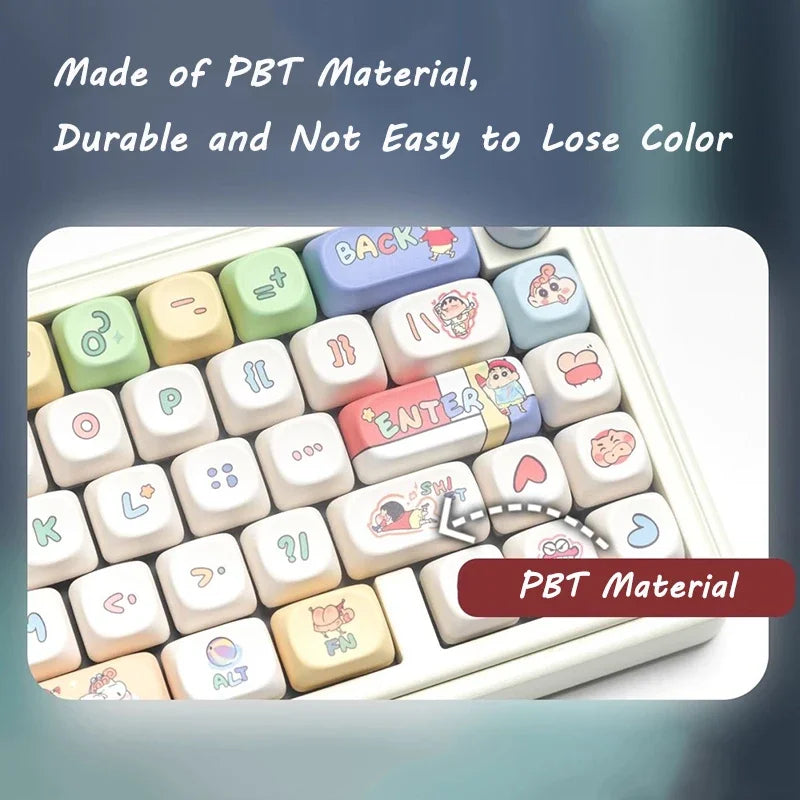 Crayon Shin-chan Mechanical Keyboard Keycaps Affordable Cartoon Keycaps Set PBT Material Keycaps Durable Keycap Girls Boys Gift