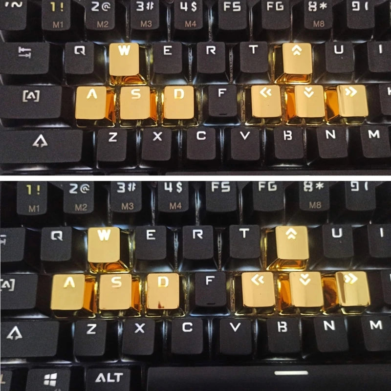 Metal Keycap Set Zinc-Alloy Mechanical Keyboard Keycaps Backlit Keycaps 8 Keys for WASD Directions Keys Keyboard Repair