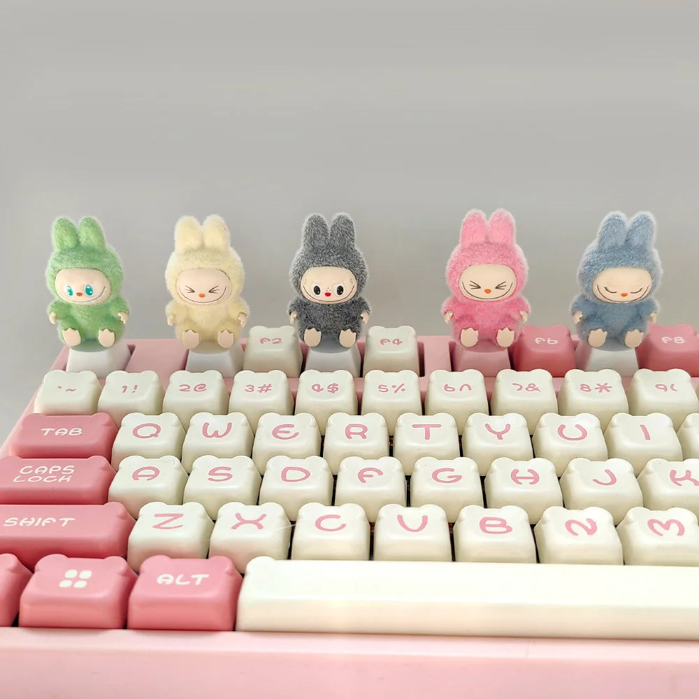 Kawaii Cute Flocked Single Keycaps for Mechanical Keyboard - Custom DIY Creative Keycap Decoration Unique Gift for Gamers