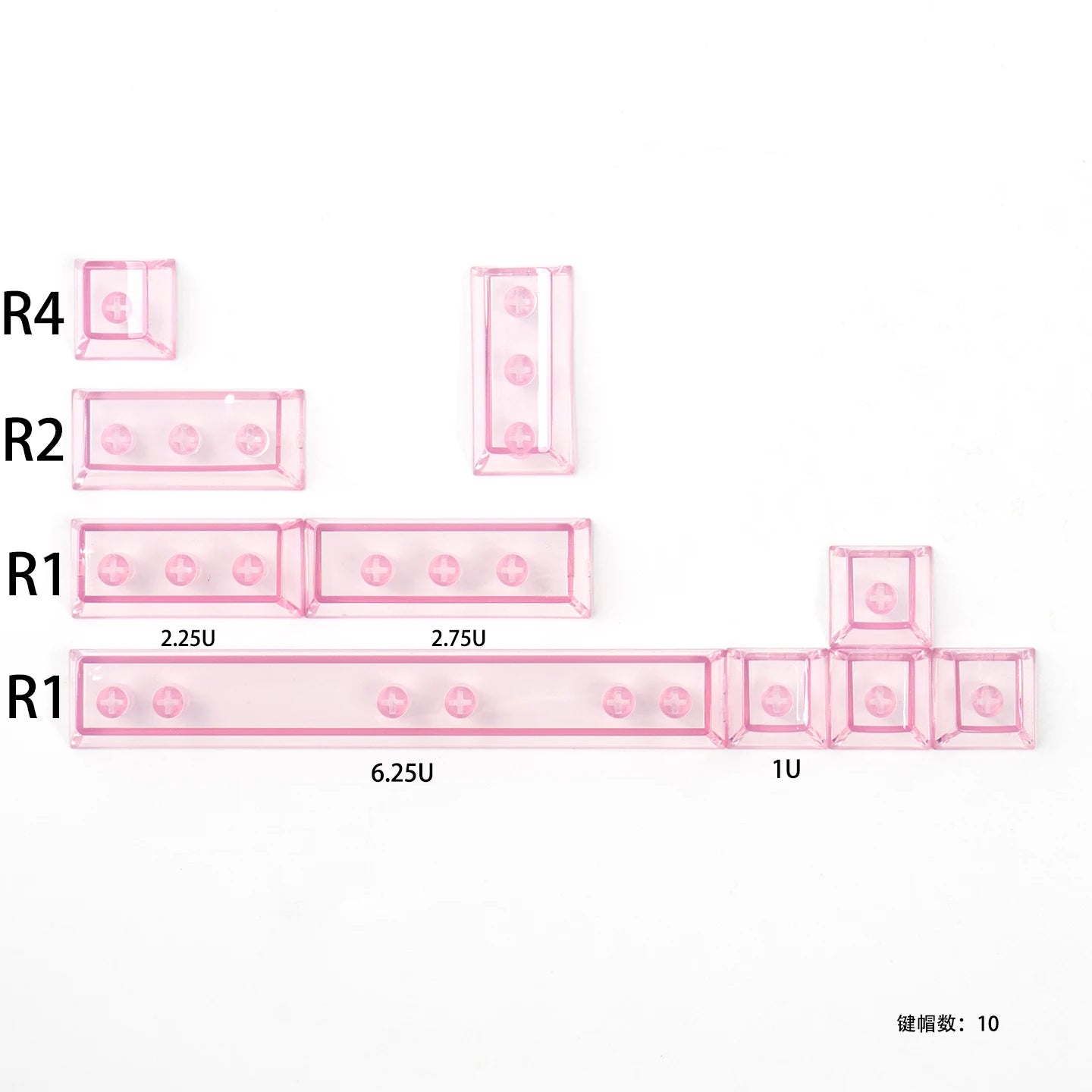Red Transparent Keycap 10 key Cherry Profile PC keycap Space Bar 6.25U ESC Enter shift key Custom Keycap For Mechanical Keyboard