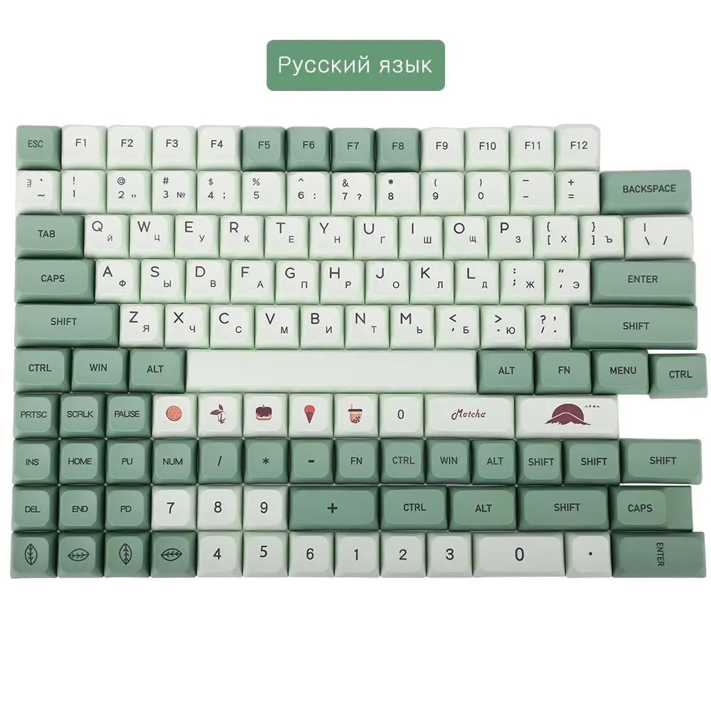 Keycaps Mechanical keyboardcaps PBT123keys low profile custom  Matcha  XDA Korean Russian Compatibility 61/64/68/87/104/108k