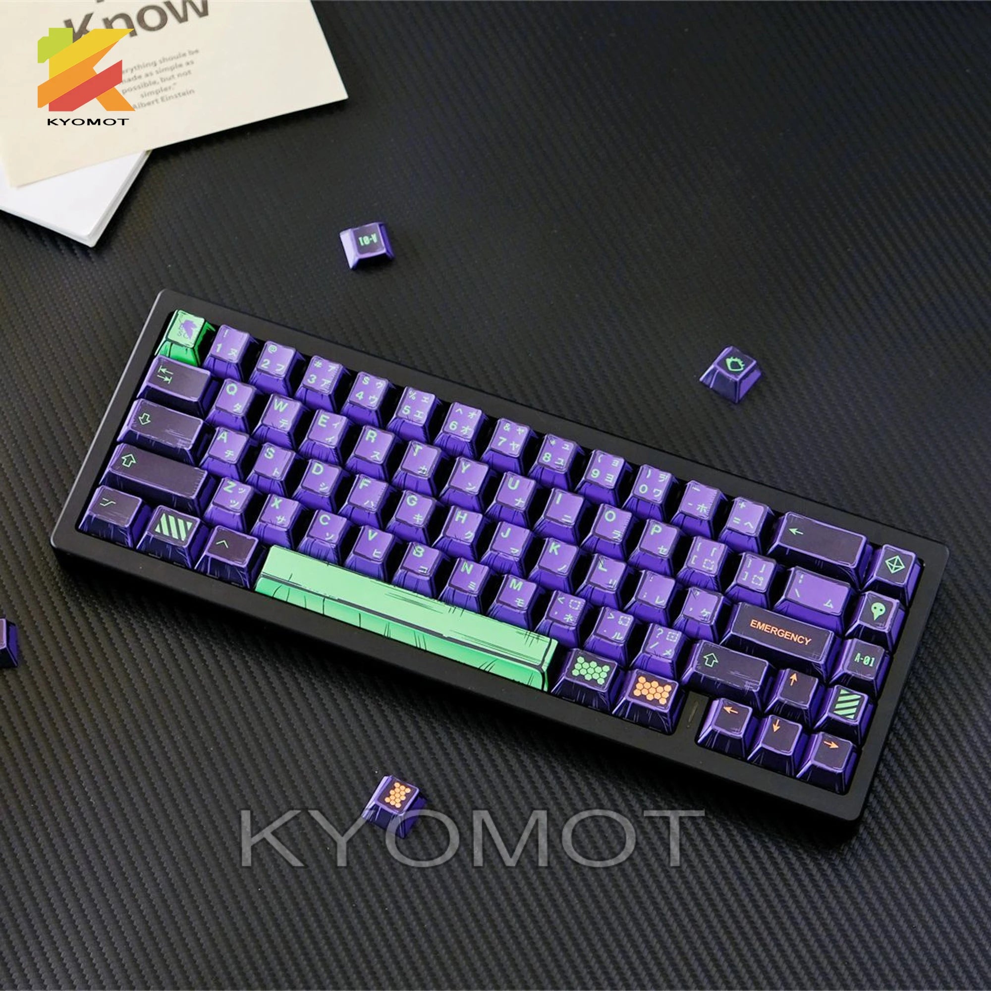 KYOMOT 150 Keys Comic Style EVA 01 Keycaps Cherry Profile PBT Dye Sub Anime Games Keycap for DIY MX Switches Mechanical Keyboard
