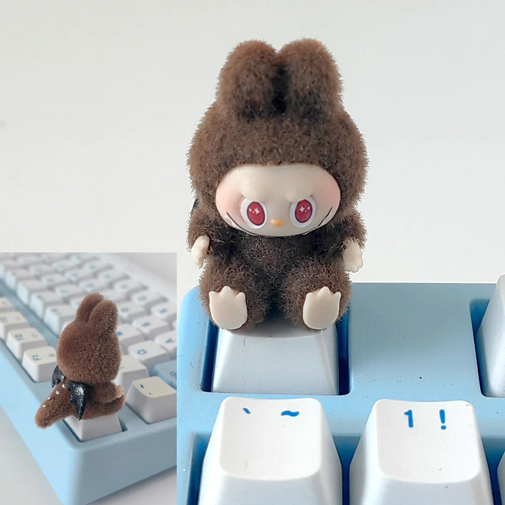 Kawaii Cute Flocked Single Keycaps for Mechanical Keyboard - Custom DIY Creative Keycap Decoration Unique Gift for Gamers