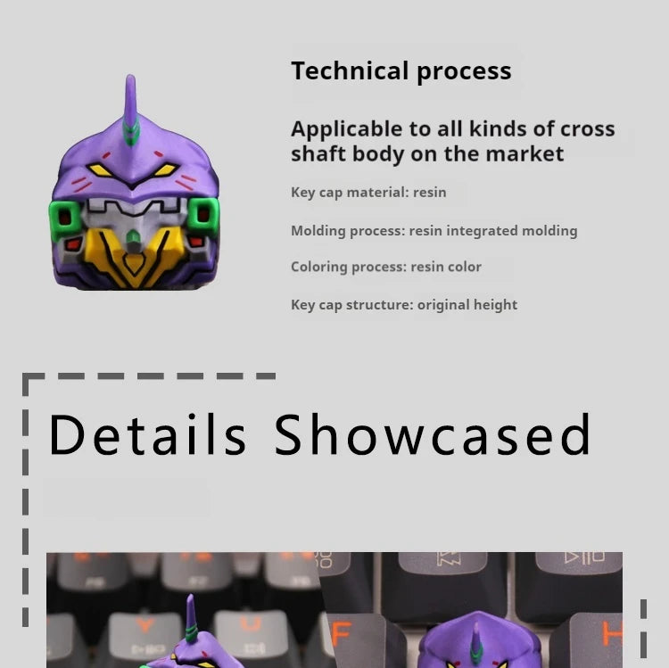 New Eva-01 Keycaps Creative Trendy Play Personalized Keycaps Desktop Decoration Mechanical Keyboard  Anime Theme Key Cap
