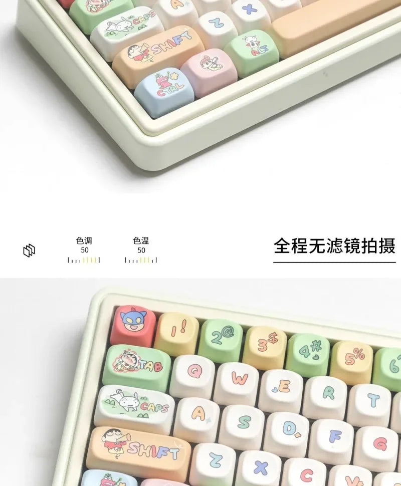 Crayon Shin-chan Mechanical Keyboard Keycaps Affordable Cartoon Keycaps Set PBT Material Keycaps Durable Keycap Girls Boys Gift
