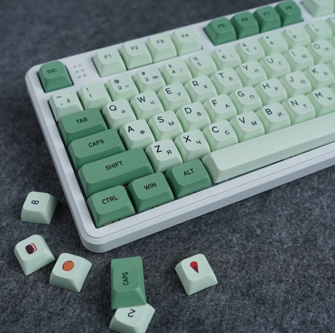 Keycaps Mechanical keyboardcaps PBT123keys low profile custom  Matcha  XDA Korean Russian Compatibility 61/64/68/87/104/108k