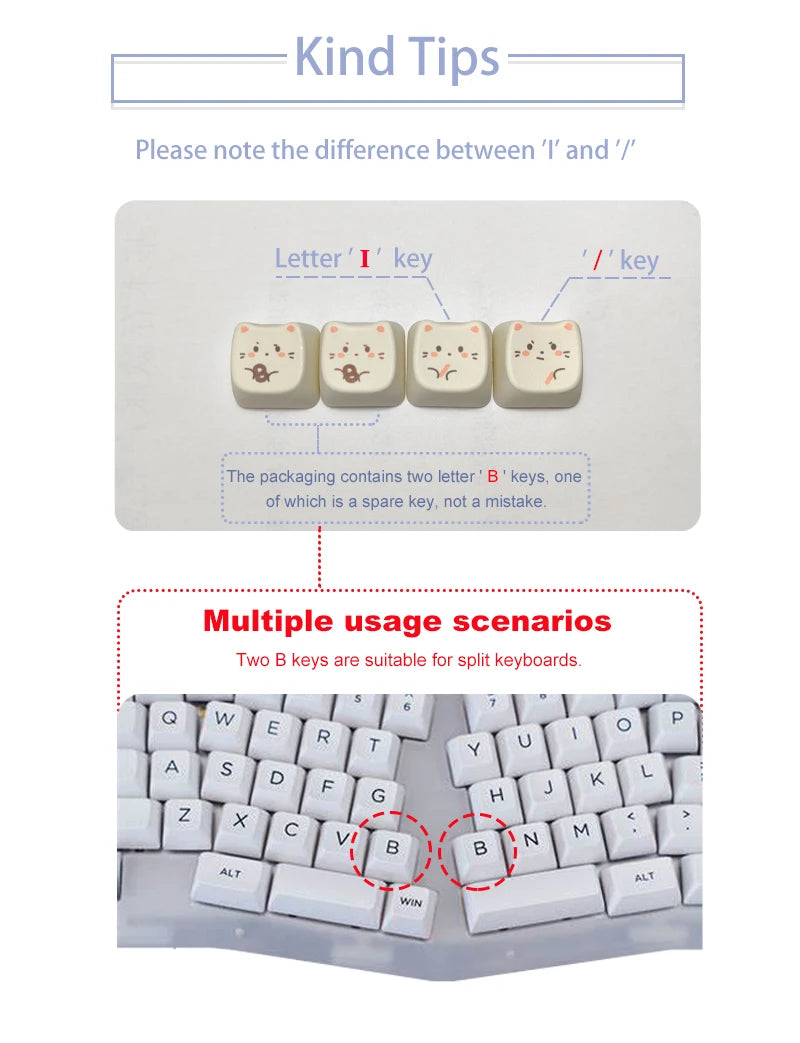 Sea Salt Cat Key Cap Party Pink Keycap MAO Profile Replacement Keycaps for Mechanical Keyboard 61 64 68 78 84 87 96 98 104 108