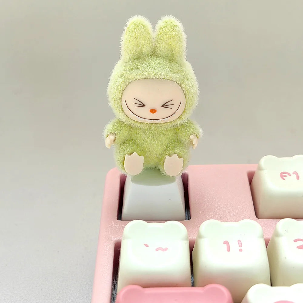 Kawaii Cute Flocked Single Keycaps for Mechanical Keyboard - Custom DIY Creative Keycap Decoration Unique Gift for Gamers