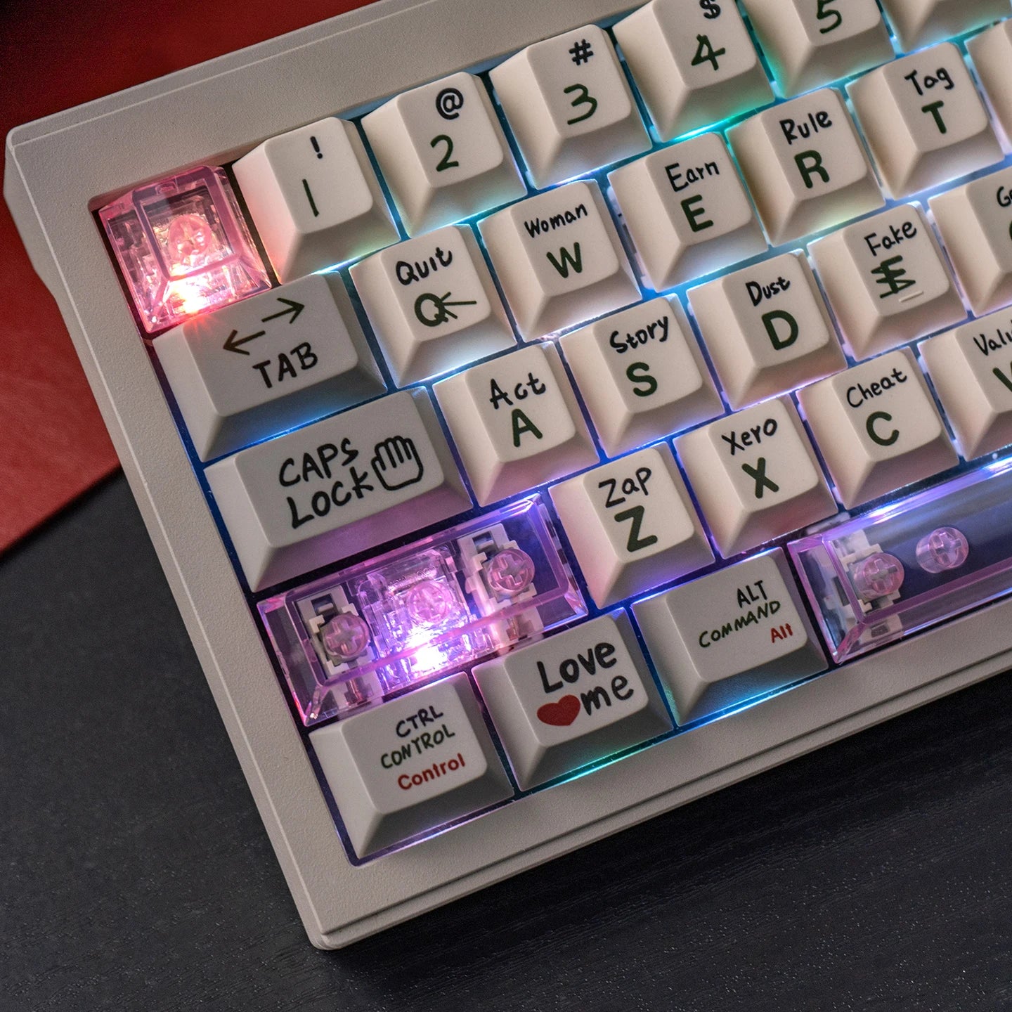 Red Transparent Keycap 10 key Cherry Profile PC keycap Space Bar 6.25U ESC Enter shift key Custom Keycap For Mechanical Keyboard