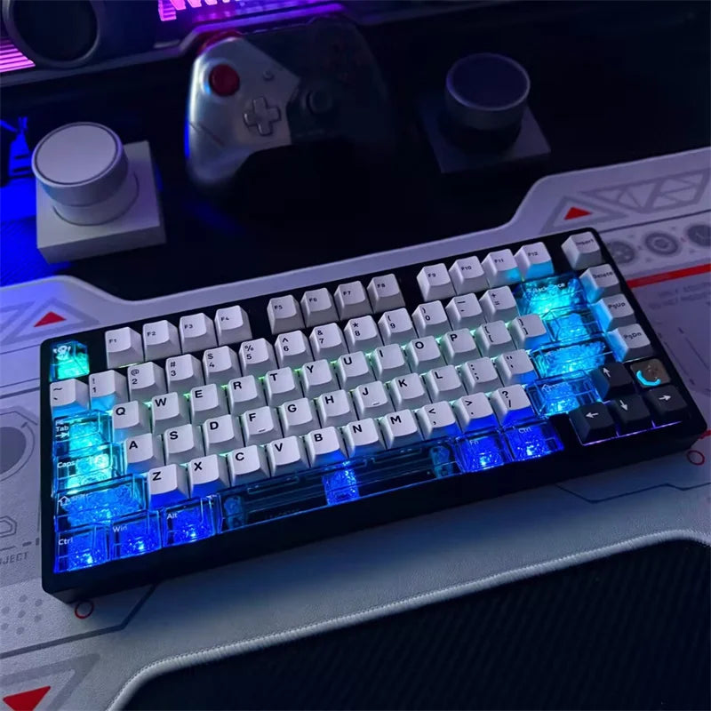 Supplement Clear PC Keycaps ESC Alt Ctrl Enter Spacebar 63 Key 2U Shift Gamer Mechanical Keyboard Cherry Backlit RGB PC Key Cap