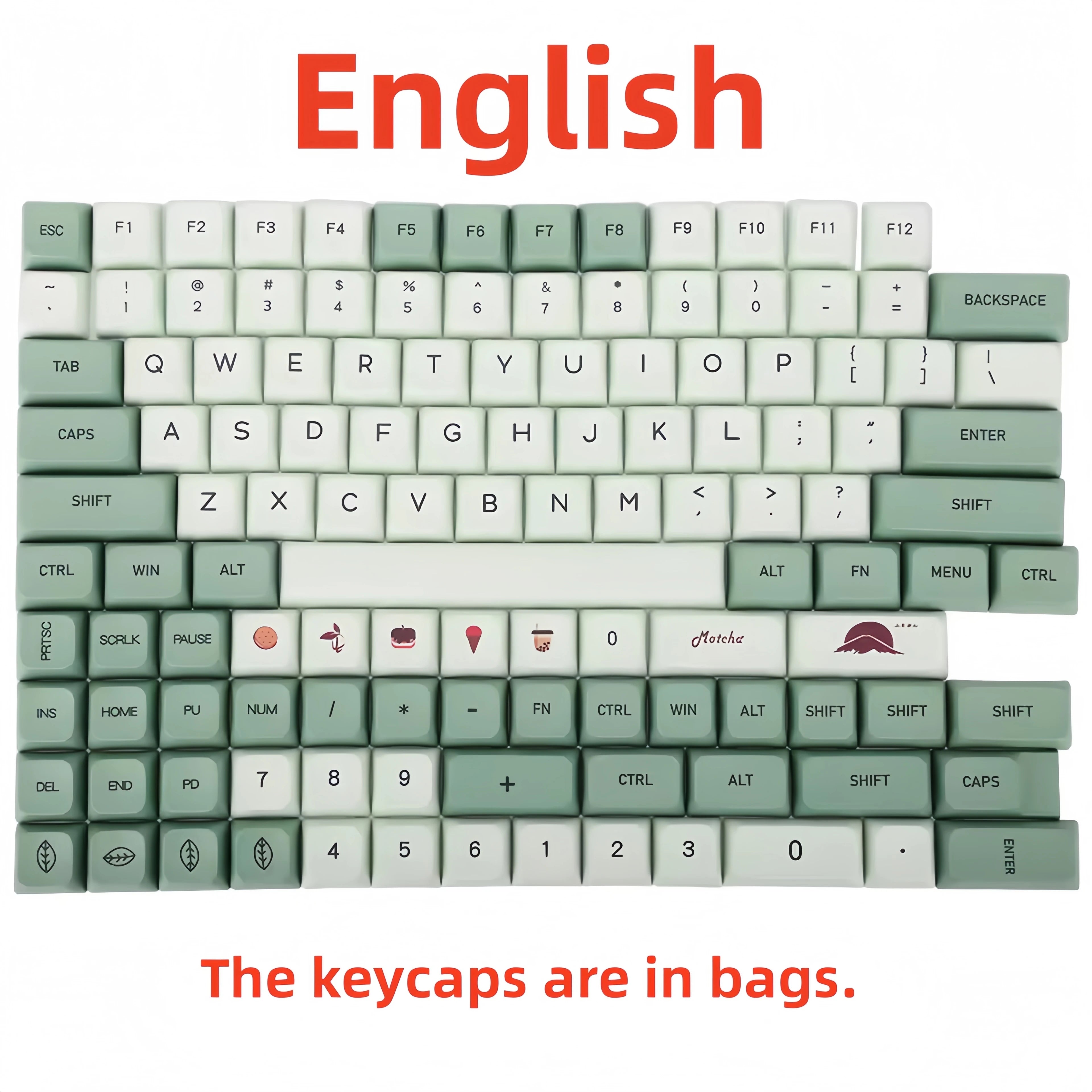 Keycaps Mechanical keyboardcaps PBT123keys low profile custom  Matcha  XDA Korean Russian Compatibility 61/64/68/87/104/108k