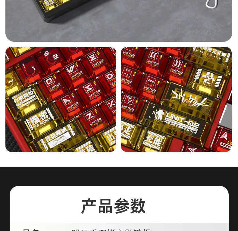 Anime Keycap Set PBT Five-sided Sublimation Ergonomic Original Height Asuka Langley Soryu Mechanical Keyboard Translucent Keycap