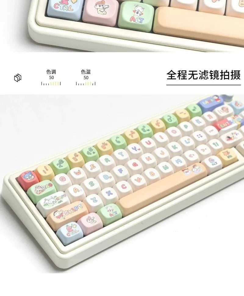Crayon Shin-chan Mechanical Keyboard Keycaps Affordable Cartoon Keycaps Set PBT Material Keycaps Durable Keycap Girls Boys Gift
