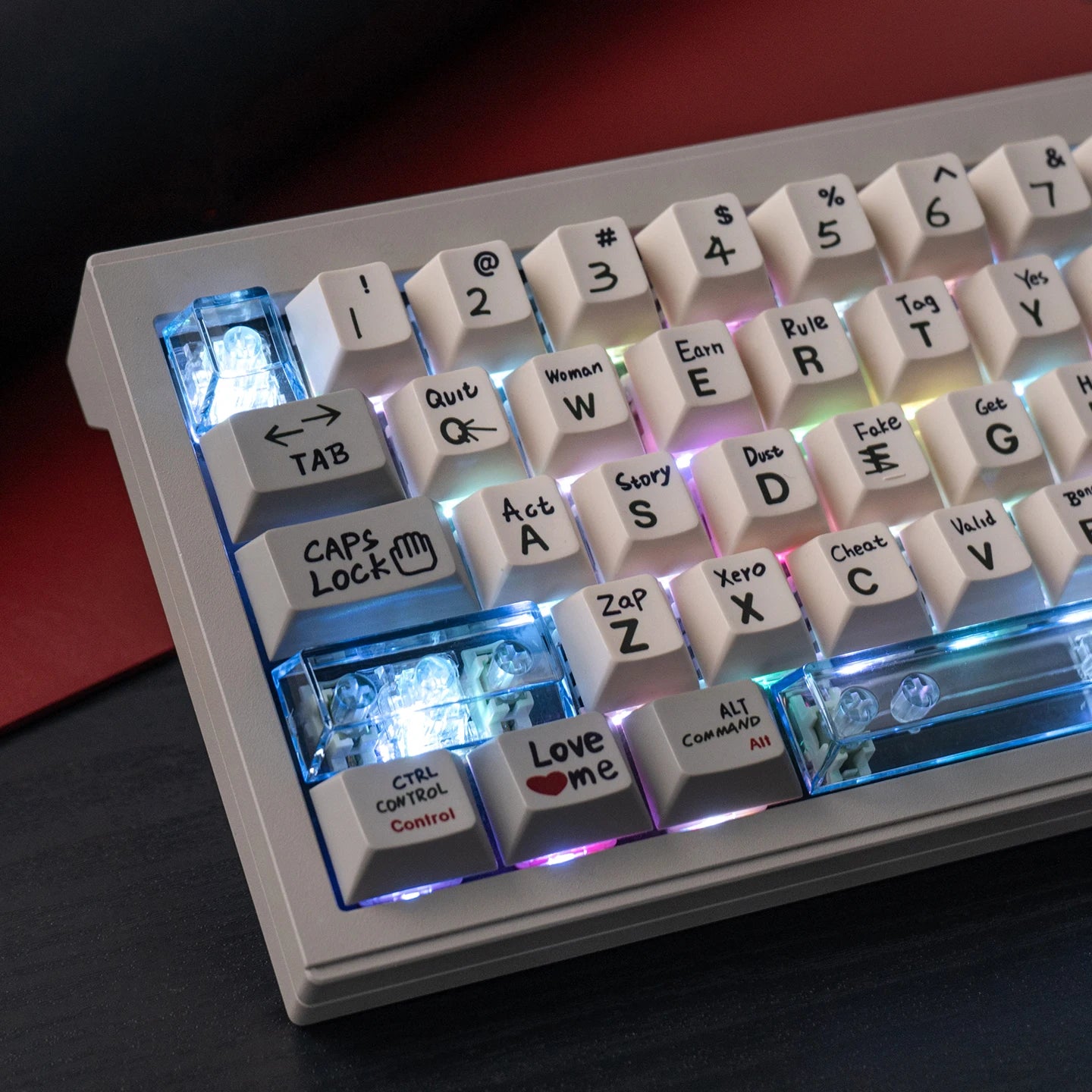 Red Transparent Keycap 10 key Cherry Profile PC keycap Space Bar 6.25U ESC Enter shift key Custom Keycap For Mechanical Keyboard