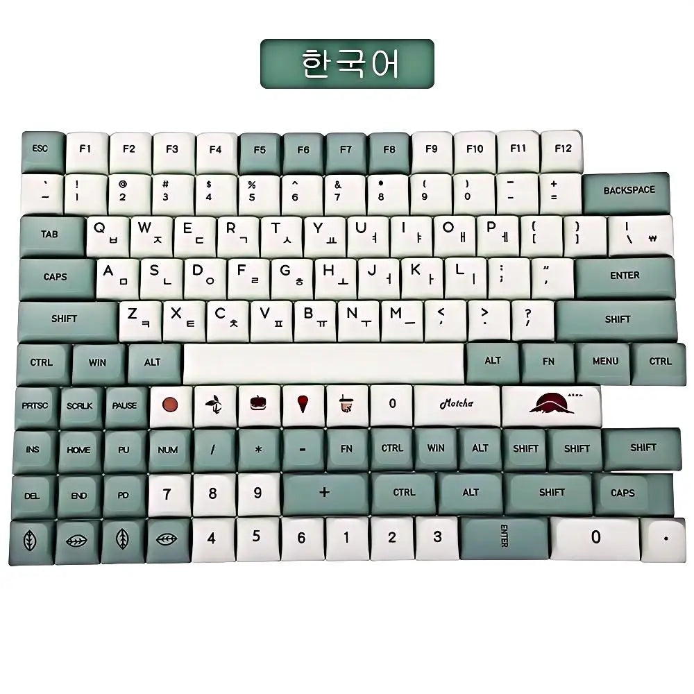 Keycaps Mechanical keyboardcaps PBT123keys low profile custom  Matcha  XDA Korean Russian Compatibility 61/64/68/87/104/108k