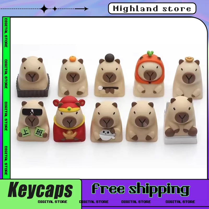 Lobo Capybara Keycaps Creative Resin Keycaps For Mechanical Keyboard Cute Cartoon Keyboard Decoration Customized Keycaps Gifts