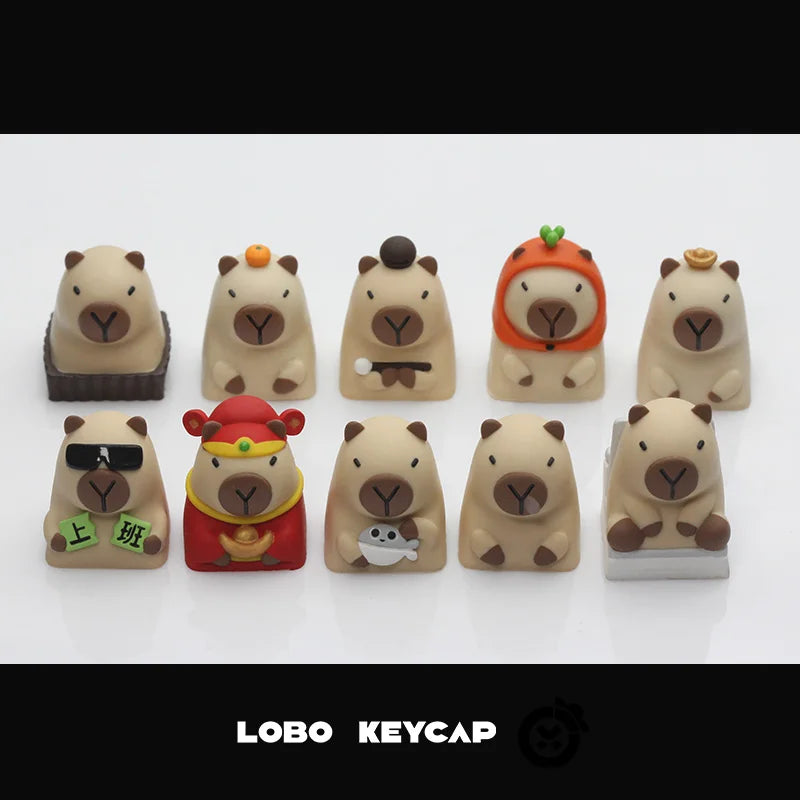 Lobo Capybara Keycaps Creative Resin Keycaps For Mechanical Keyboard Cute Cartoon Keyboard Decoration Customized Keycaps Gifts