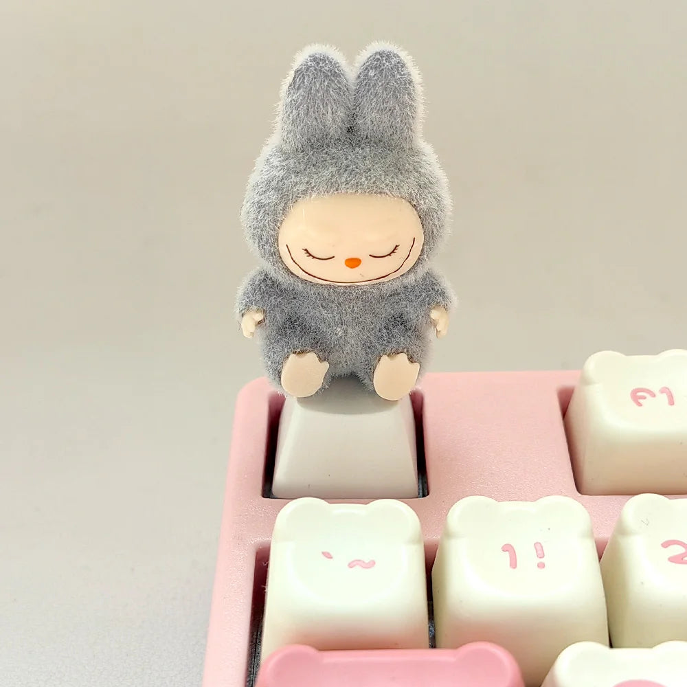 Kawaii Cute Flocked Single Keycaps for Mechanical Keyboard - Custom DIY Creative Keycap Decoration Unique Gift for Gamers