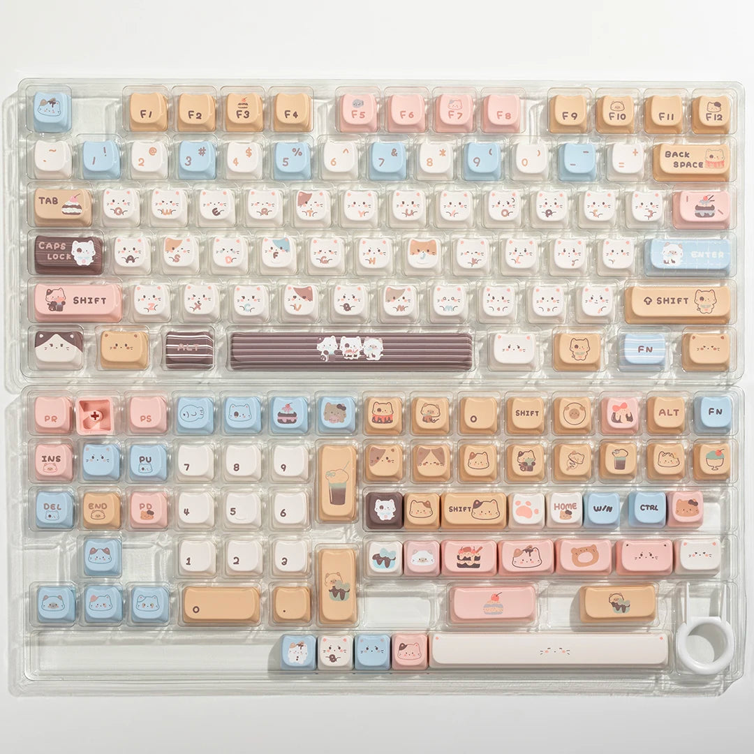 Sea Salt Cat Key Cap Party Pink Keycap MAO Profile Replacement Keycaps for Mechanical Keyboard 61 64 68 78 84 87 96 98 104 108