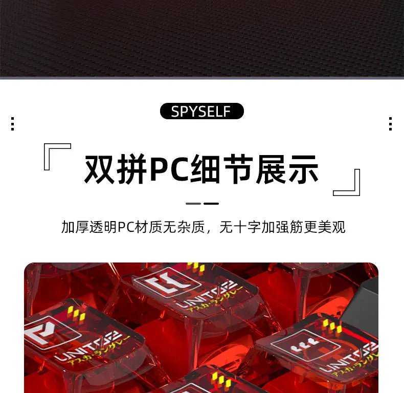 Anime Keycap Set PBT Five-sided Sublimation Ergonomic Original Height Asuka Langley Soryu Mechanical Keyboard Translucent Keycap