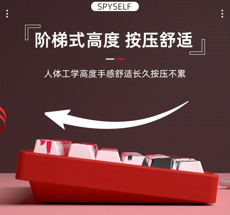 Yukiaim Keycaps Custom PBT Cherry Profile Side Carving Keycap Cute Sakura Cartoon Anime Point Key Cap for Gaming Keyboard Gift