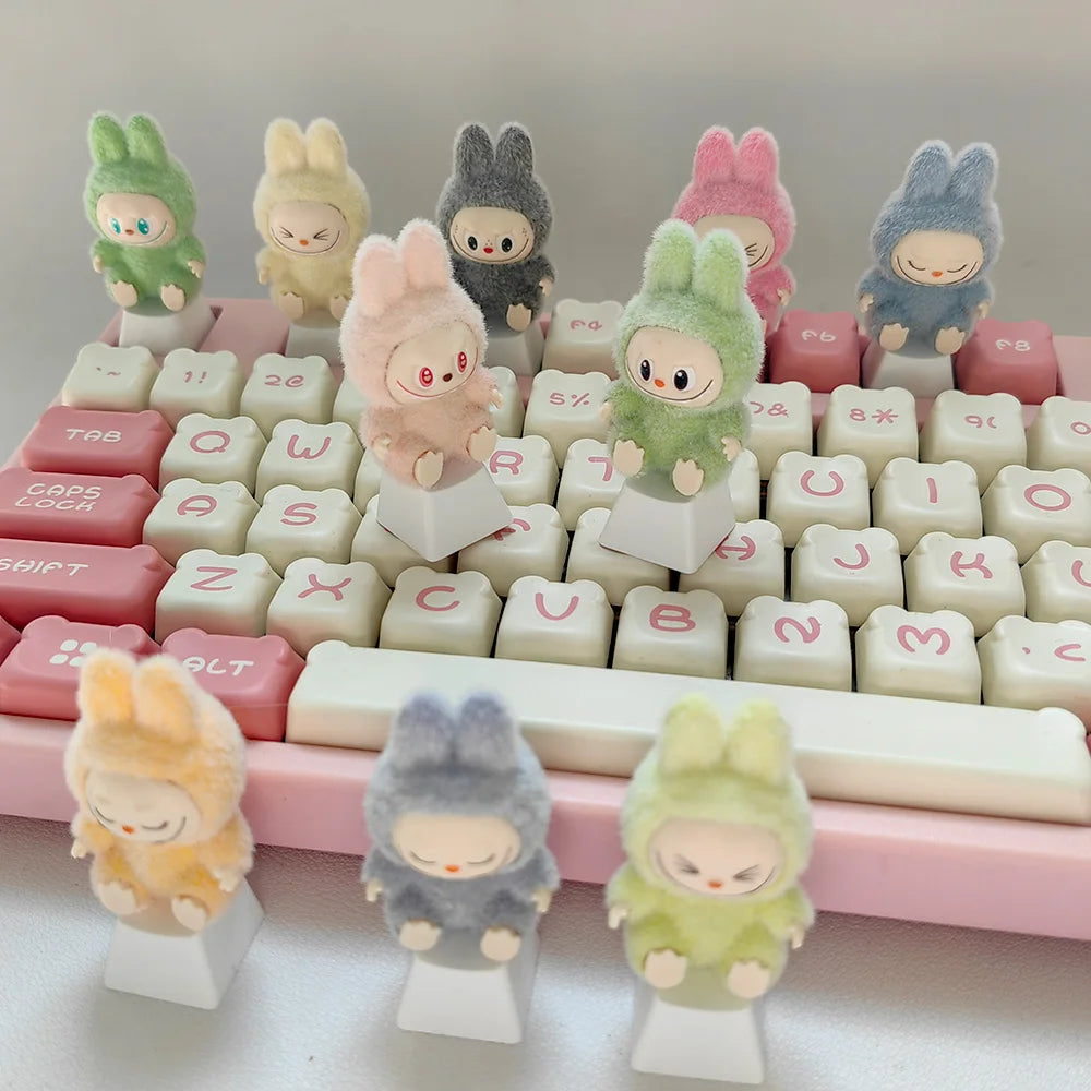 Kawaii Cute Flocked Single Keycaps for Mechanical Keyboard - Custom DIY Creative Keycap Decoration Unique Gift for Gamers
