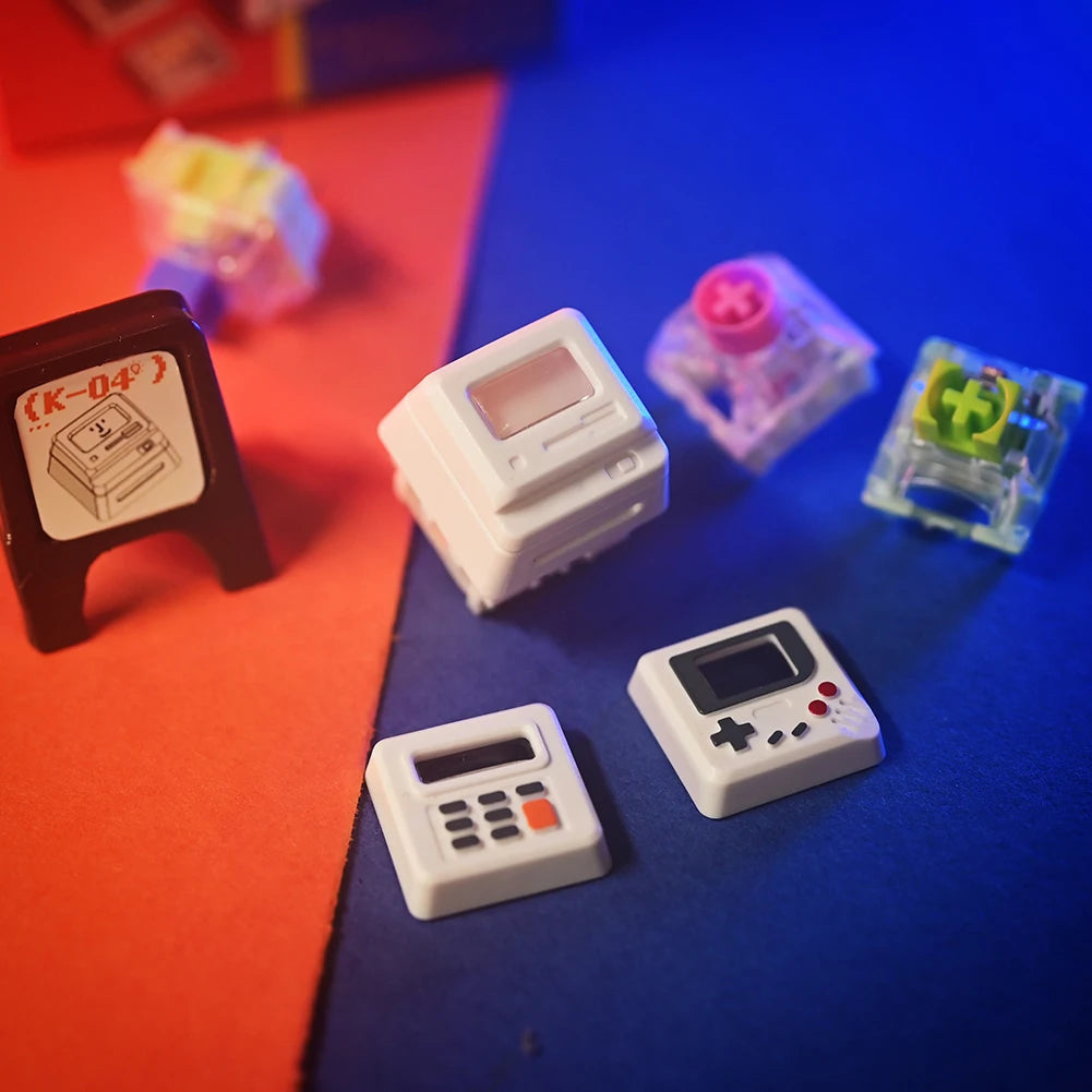 K-04 Keyboard Keycaps 3 in 1 Replacement for Mechanical Keyboard Keycap Retro Game Console Keycaps Cute Transparent Key Cap Suit