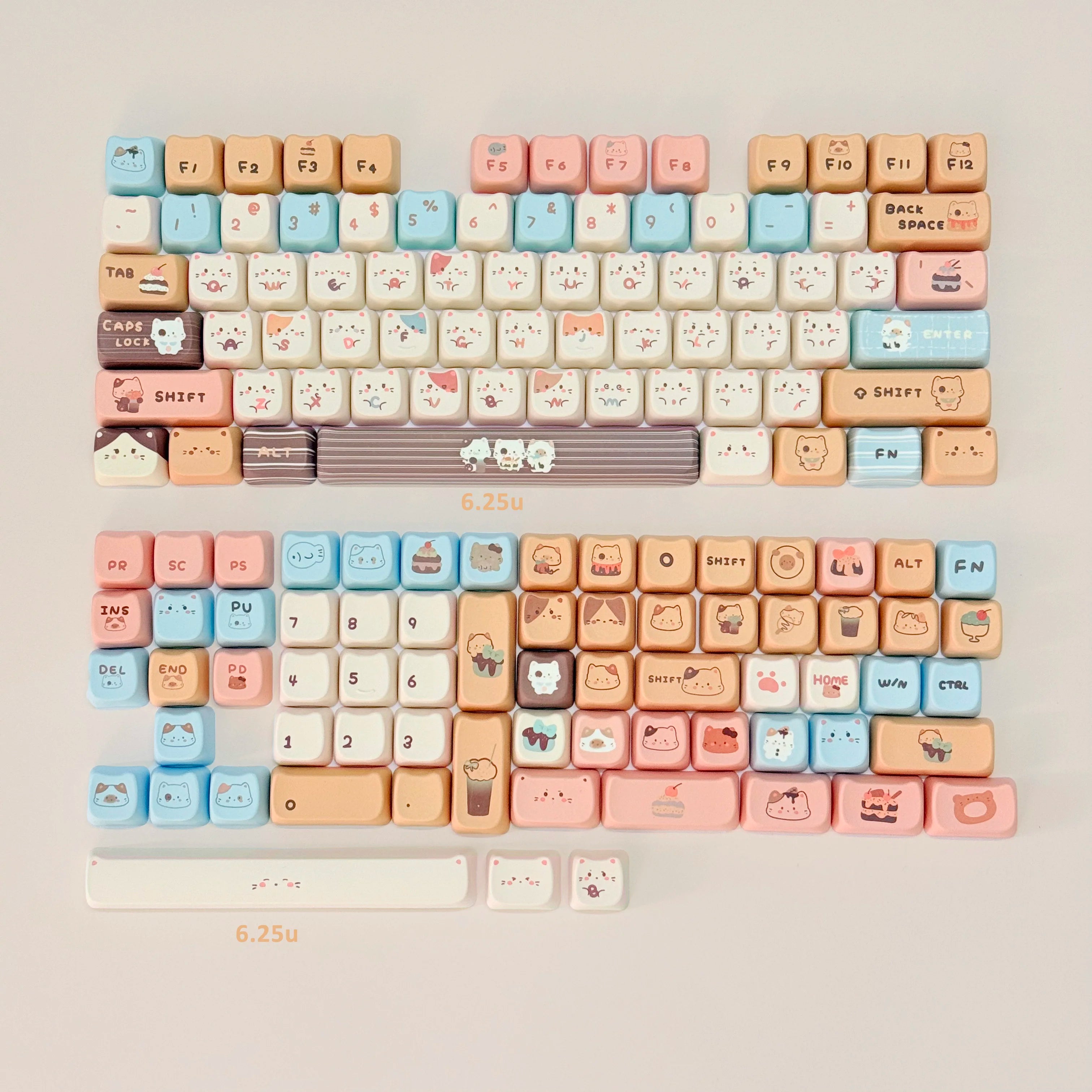 Sea Salt Cat Key Cap Party Pink Keycap MAO Profile Replacement Keycaps for Mechanical Keyboard 61 64 68 78 84 87 96 98 104 108