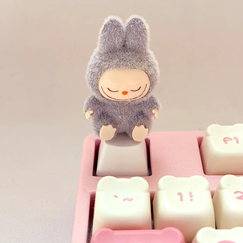 Kawaii Cute Flocked Single Keycaps for Mechanical Keyboard - Custom DIY Creative Keycap Decoration Unique Gift for Gamers