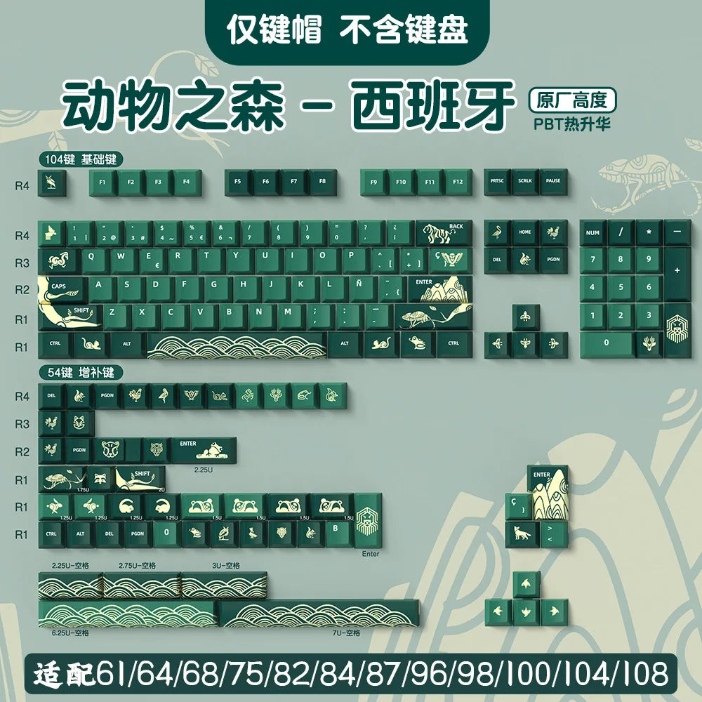 Spanish English Keycap Russian French Portuguese Korean German Japanese Keycap Cherry Height Cherry MX Switch Mechanical FD2 ISO