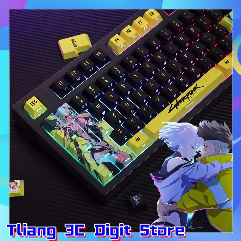 Anime Keycaps Cyberpunk Theme 124 Keys Cherry Profile Mechanical Keyboard Pbt Custom Keycaps Tablet Laptop Gaming Keyboard gift