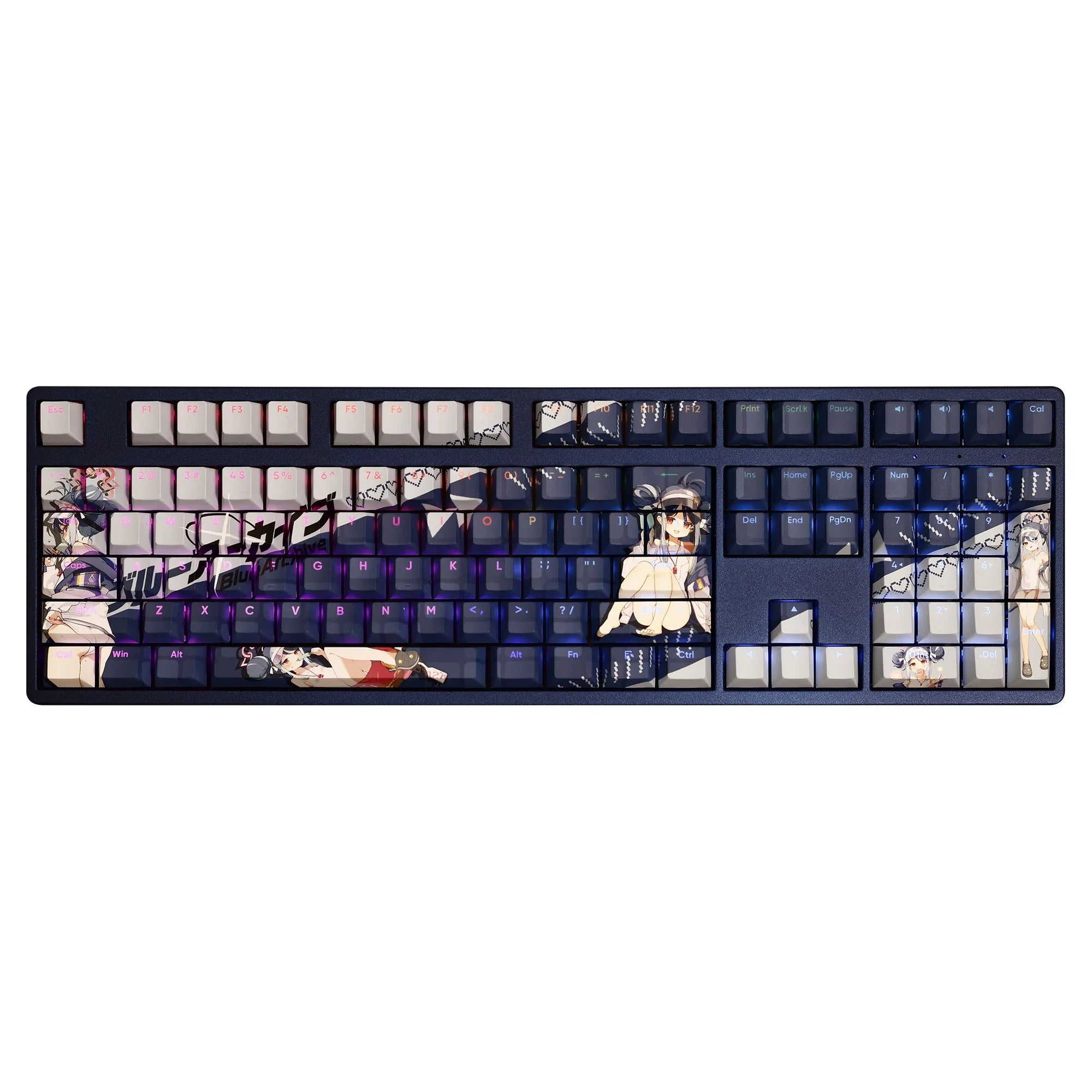 108 Keys/Set Blue Archive Nemugaki Fubuki Swim Ver. PBT Keycaps Anime Game Key caps Cherry Height for DIY Mechanical Keyboard