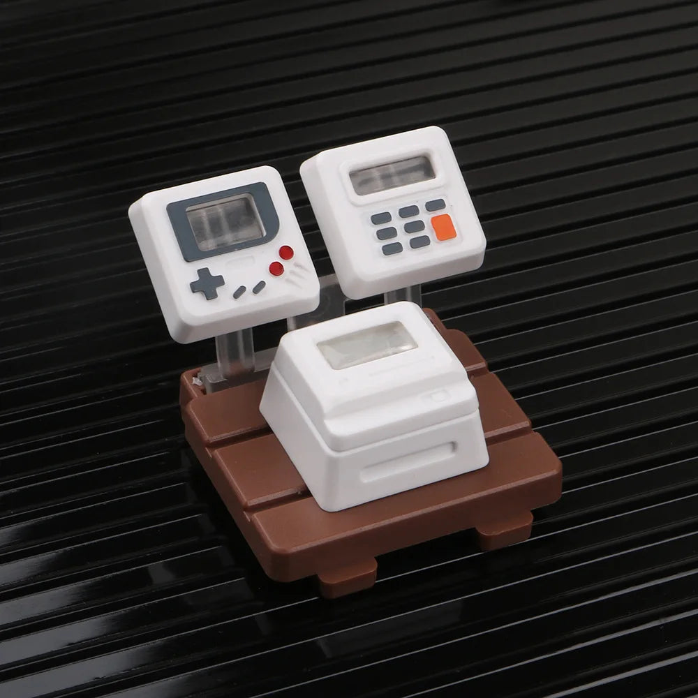 Cute Keycaps Pervious to Light Retro Game Player Pattern Cross Shaft DIY Mechanical Keyboard Cap for PC Computer Game Keyboards