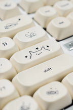 124 key Cute Cat Keycaps PBT Sublimation Moa Ball Cap White Minimalist Small Font Mechanical Keyboard Keycaps Korean English