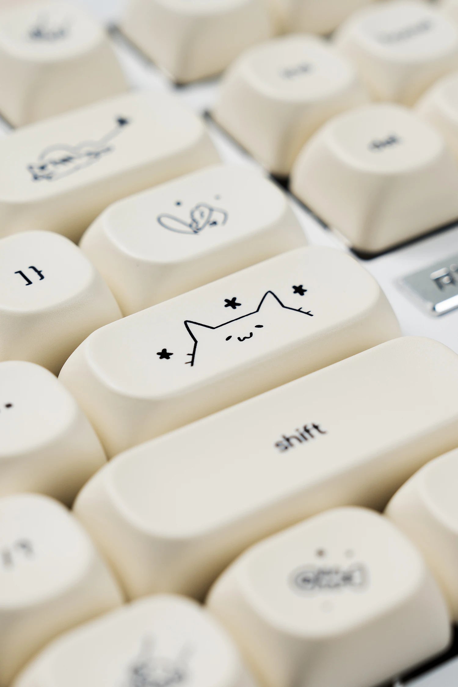 124 key Cute Cat Keycaps PBT Sublimation Moa Ball Cap White Minimalist Small Font Mechanical Keyboard Keycaps Korean English