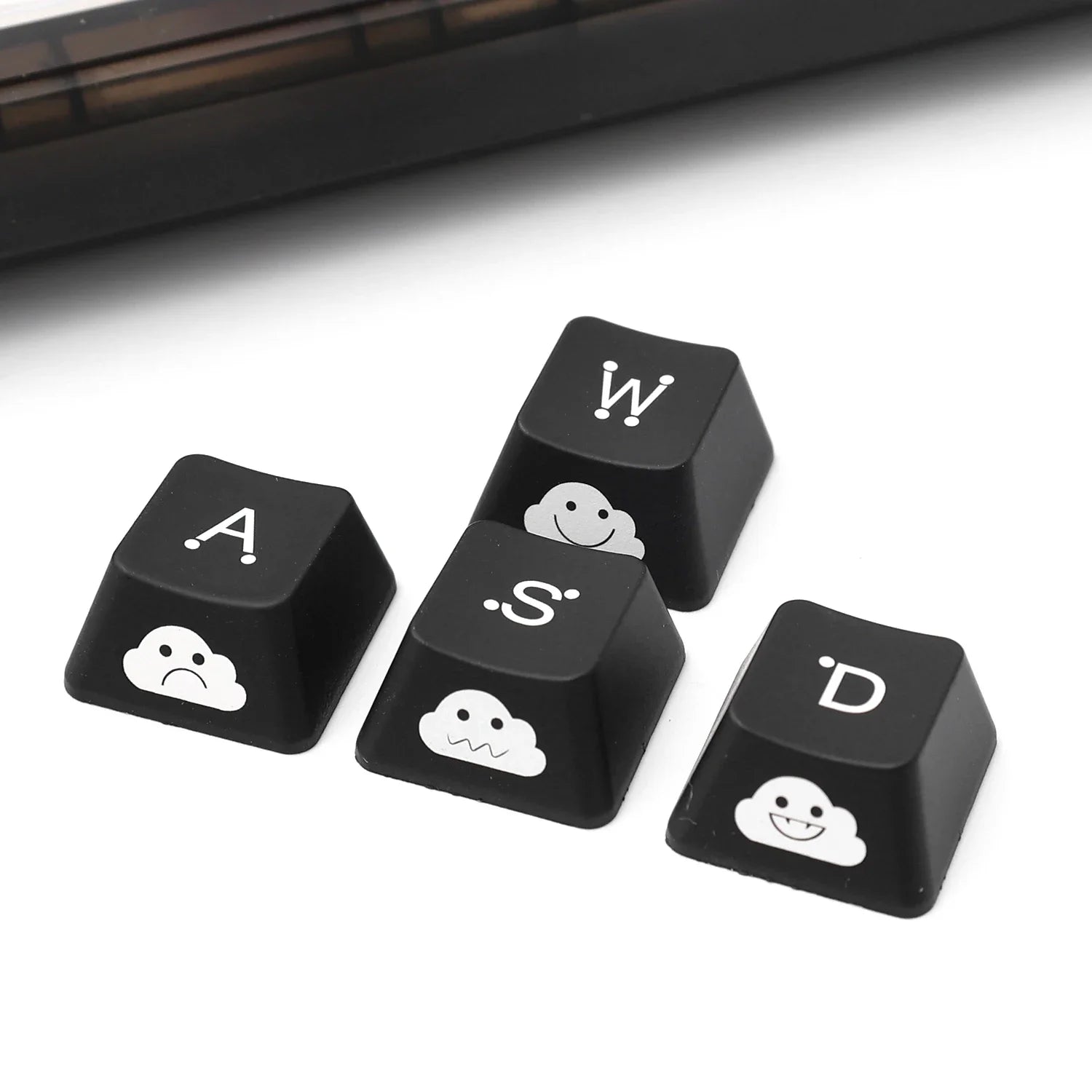 Backlight Keycaps Set Cute Emo WASD Arrow Direction Keys Black Broadside Lighting Key Cap for MX Switch for Mechanical Keyboard