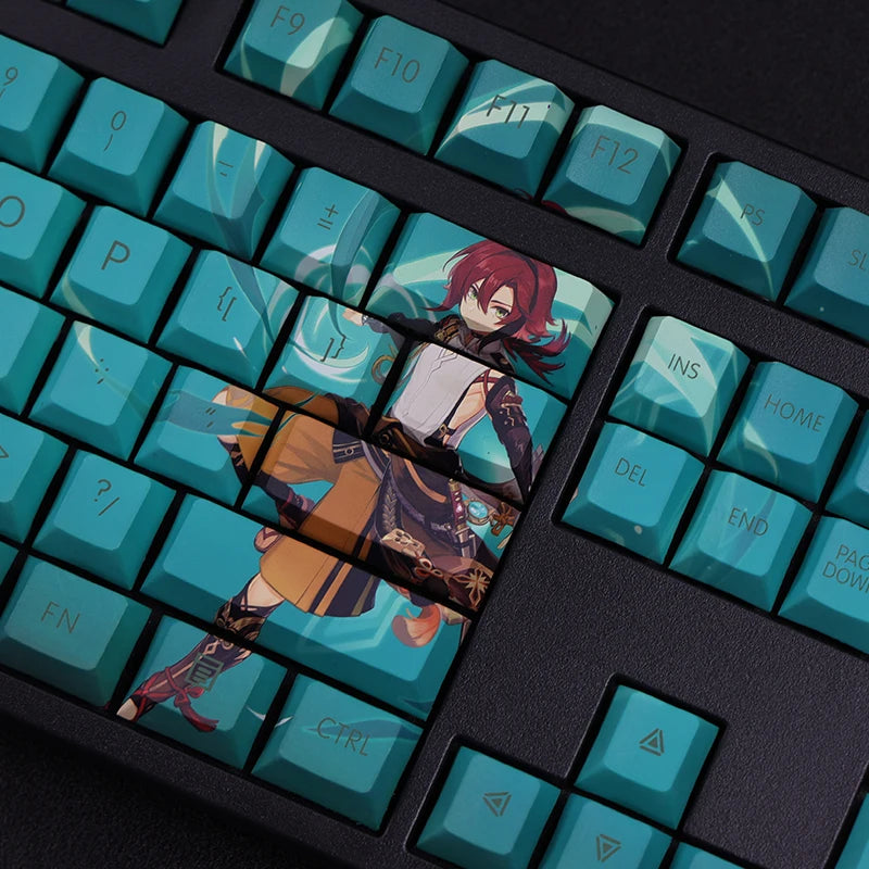 Genshin Impact Shikanoin Heizou Keycaps Mechanical Keyboard Decoration 108Keys Five-Sided Sublimation Anime Keycap Cherry Height