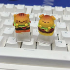 Cute Cat Burger Keycap Original Cartoon Transparent Mechanical Keyboard Customized Handmade Keyboard Accessories Gift Keycap