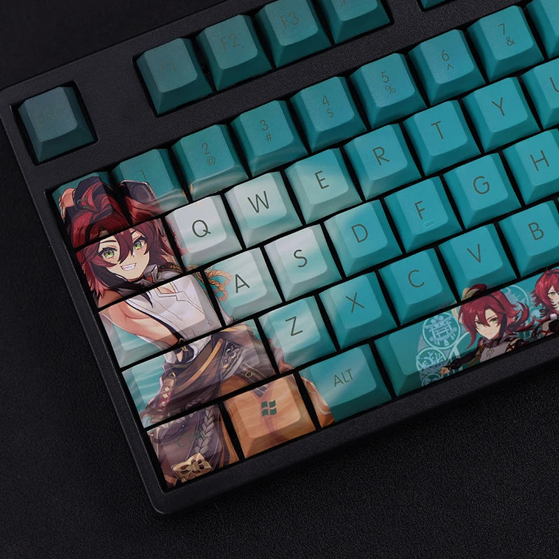 Genshin Impact Shikanoin Heizou Keycaps Mechanical Keyboard Decoration 108Keys Five-Sided Sublimation Anime Keycap Cherry Height