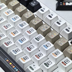 Korean Keycaps Maximalism Theme Keycap 135Keys Cherry Pbt Russian English Retro Keycap Black White Design  “L ”Shape Enter Key