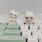 Little White Cat Keycaps Kawaii ESC Key Caps Cross Axis Cherry Profile Mechanical Keyboard Keycap Office Game Accessories Gift