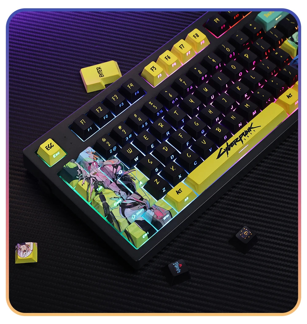 Anime Keycaps Cyberpunk Theme 124 Keys Cherry Profile Mechanical Keyboard Pbt Custom Keycaps Tablet Laptop Gaming Keyboard gift