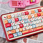 Hellokitty Kitty Cute Keycaps Set for Mechanical Keyboard 125 Keys PBT Material MOA Hight Keycaps Kawaii Cross Shaft Keycaps